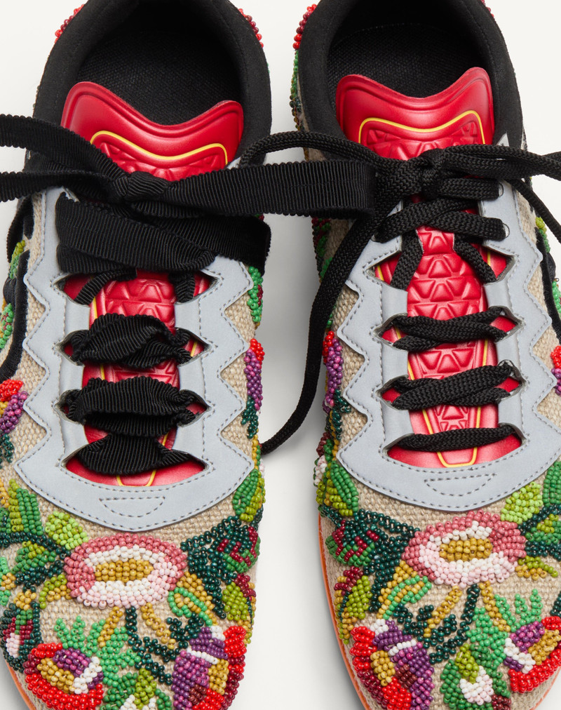Valentino CHROMATHON CANVAS SNEAKER WITH FLORAL EMBROIDERY outlook
