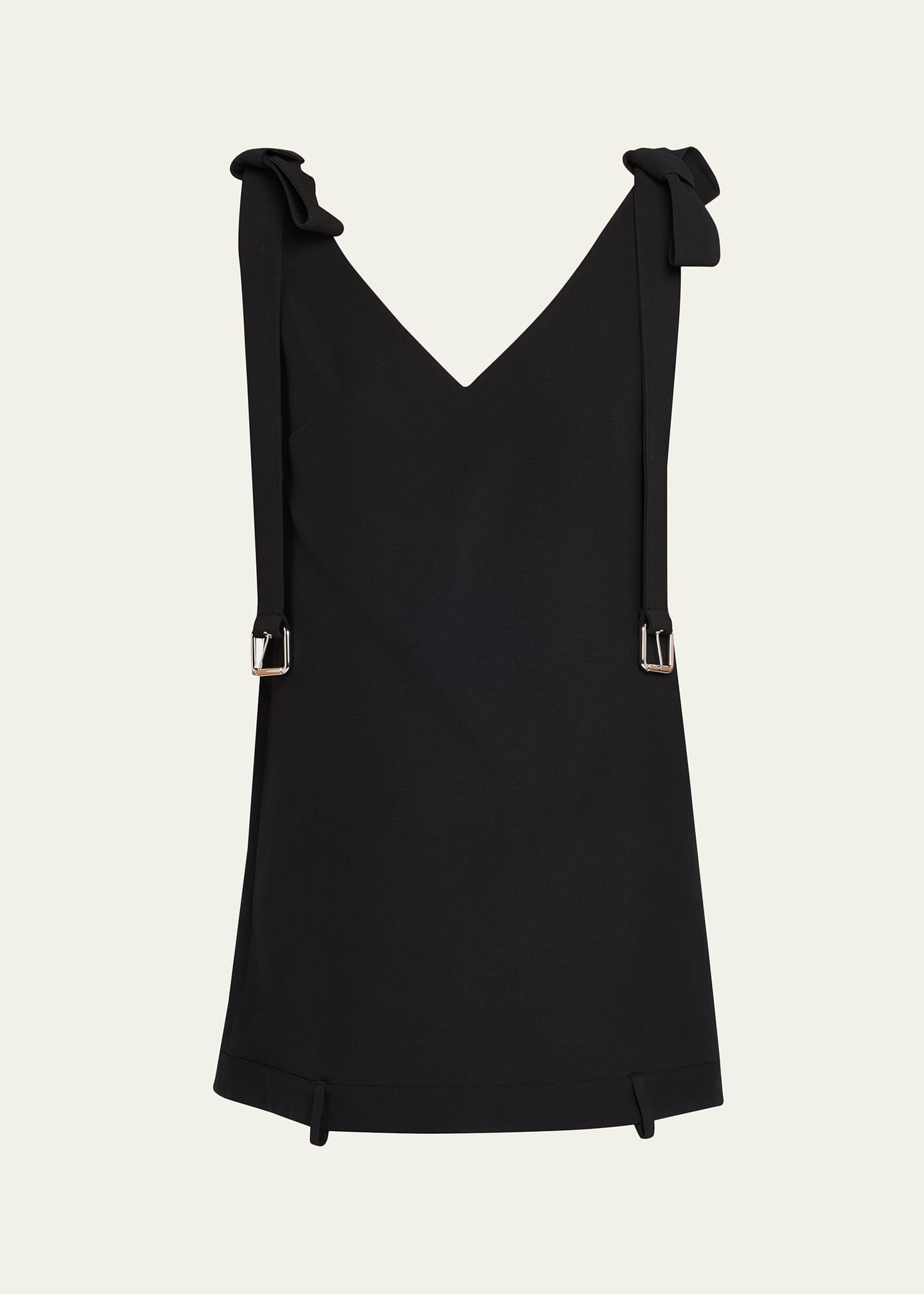 V-Neck Belt Shoulder-Tie Mini Dress - 1