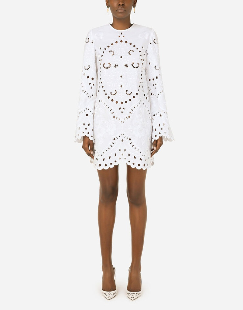 Short poplin dress with embroidery 2