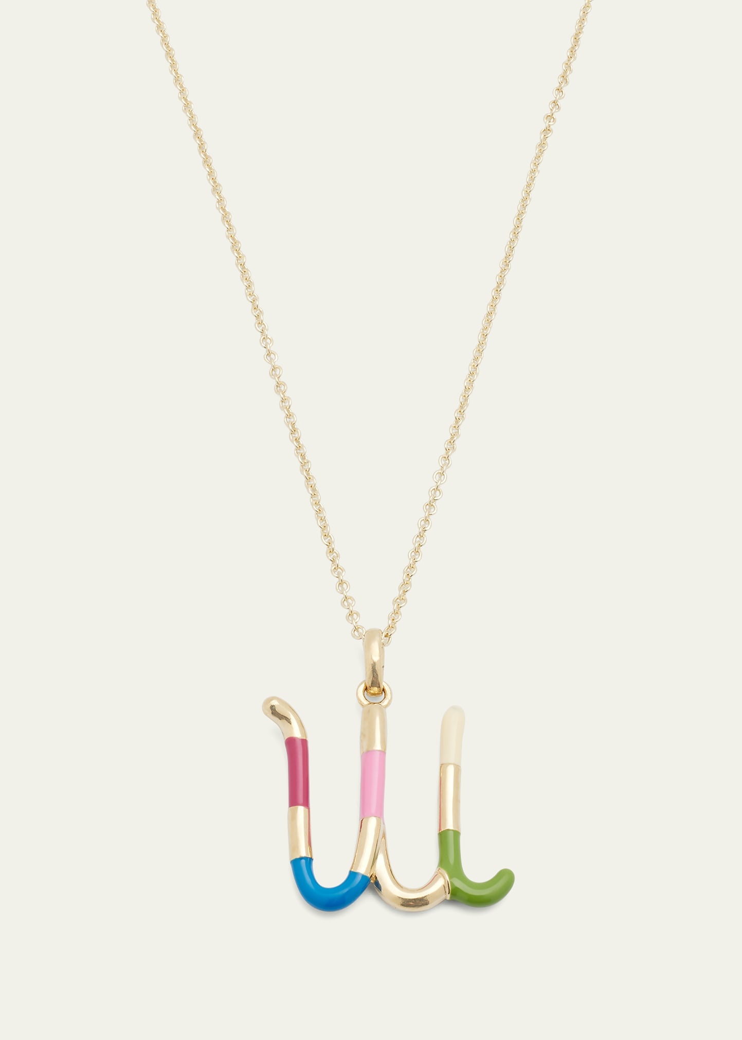 Enamel Letter Necklace - 1