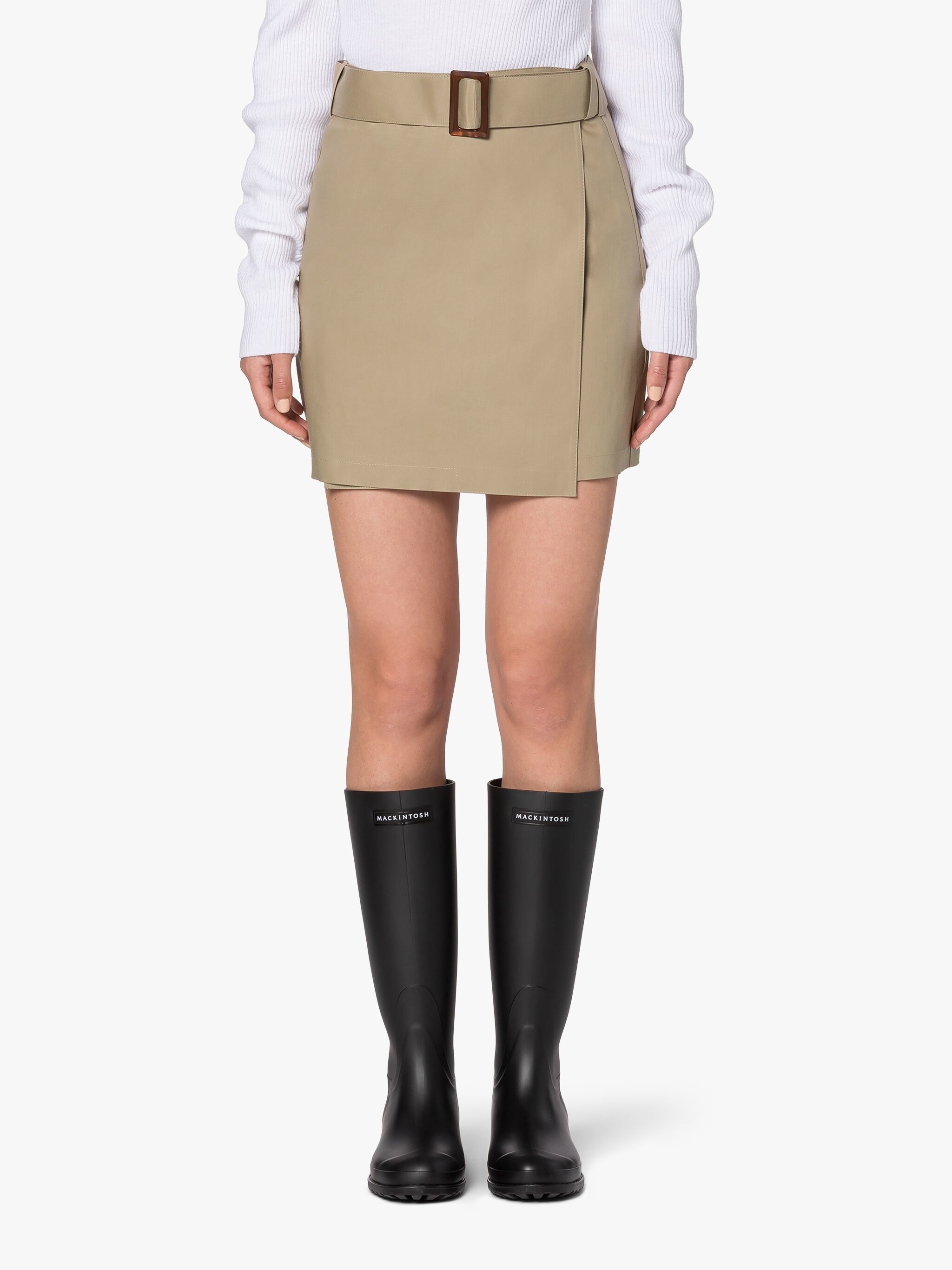 SEEMA FAWN BONDED COTTON SKIRT - 3