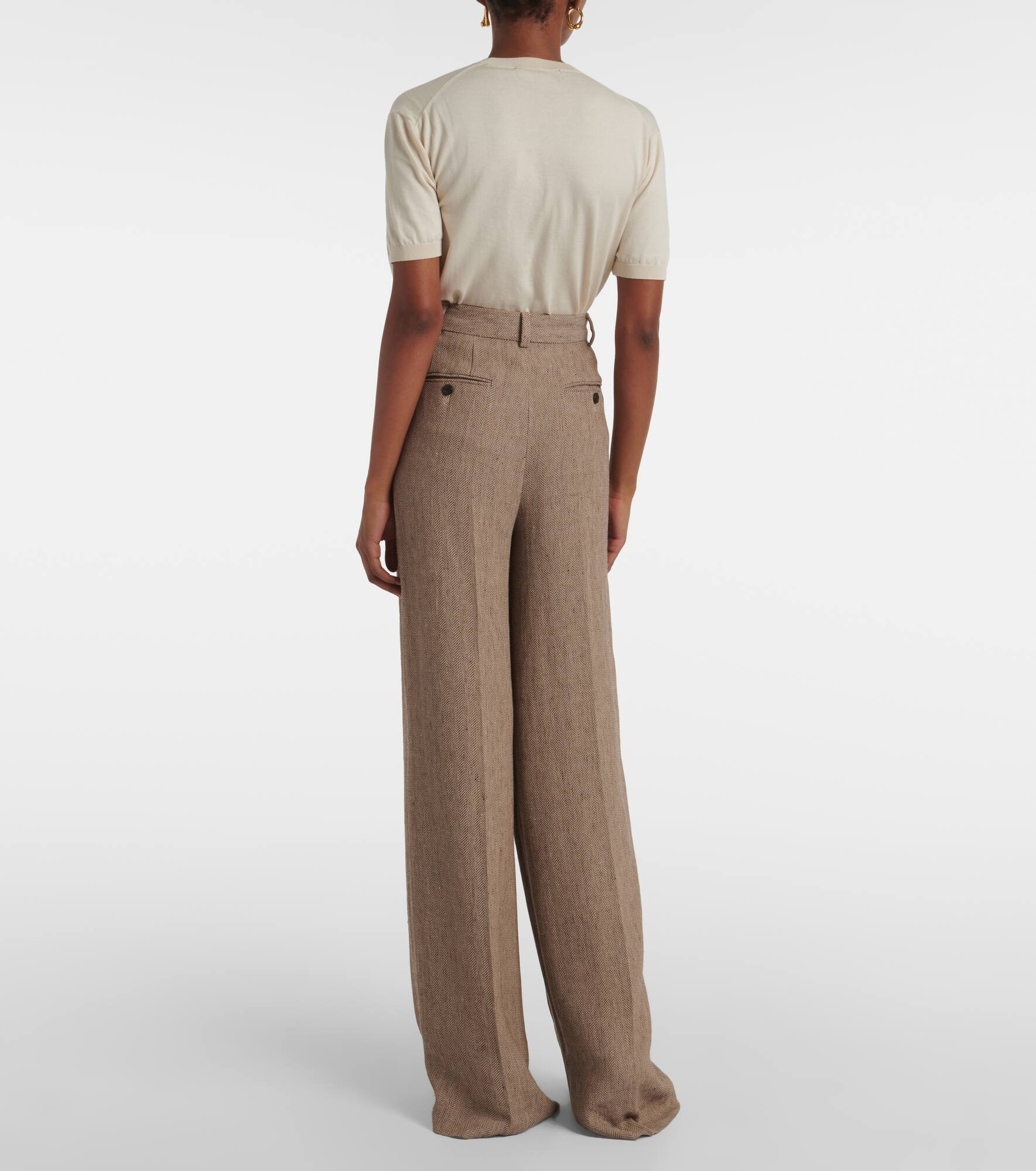 Nyack chevron linen crêpe wide-leg pants - 3