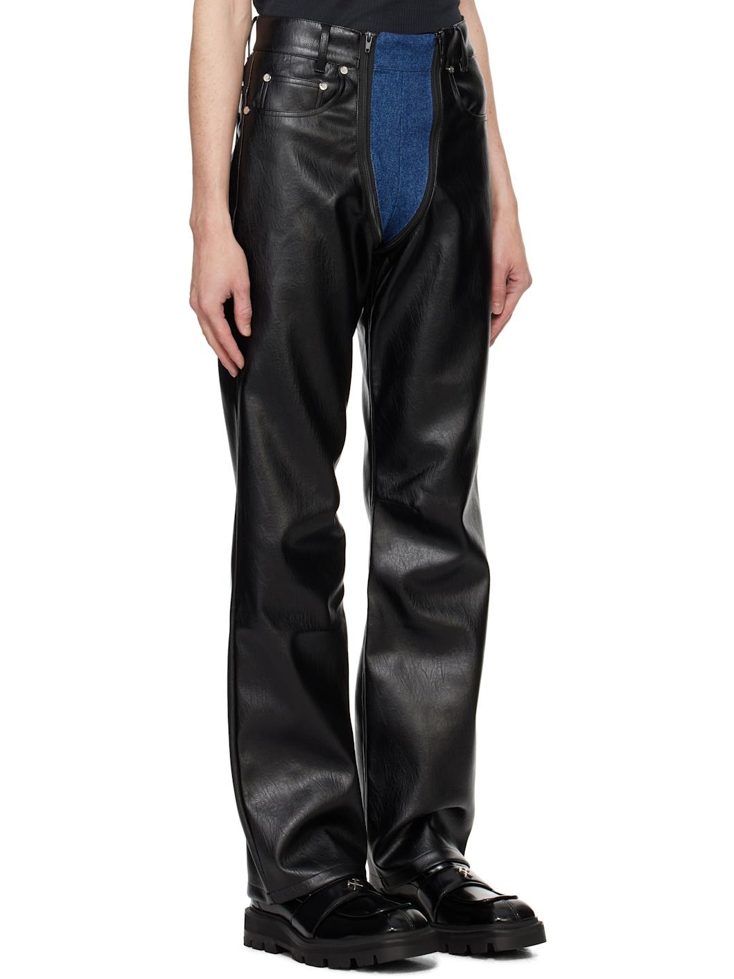 Black & Blue Lata Faux-Leather Denim Jeans - 2