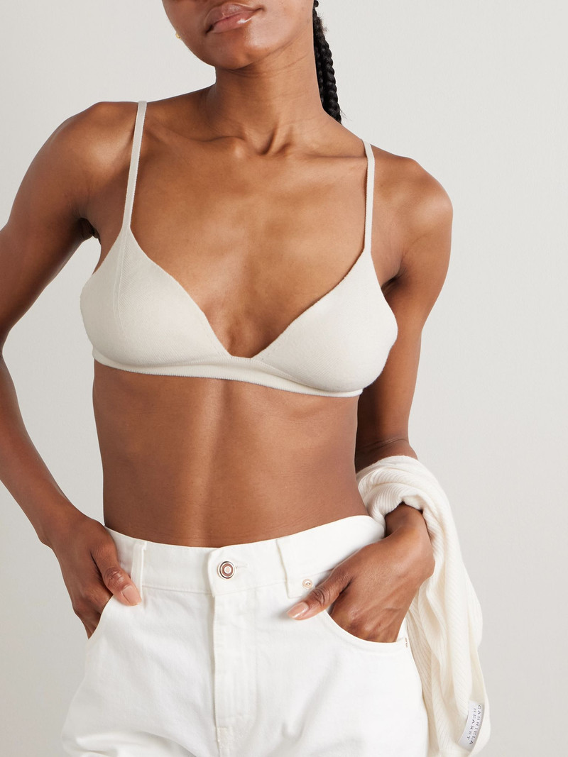 GABRIELA HEARST Chevier ribbed wool triangle bralette Ivory outlook