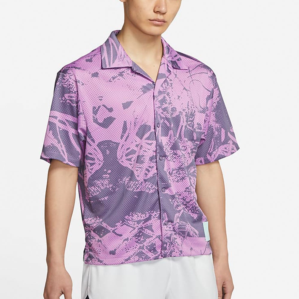 Men's Air Jordan Flight Knit Printing Loose Basketball Short Sleeve Light Purple Shirt CZ4736-591 - 4