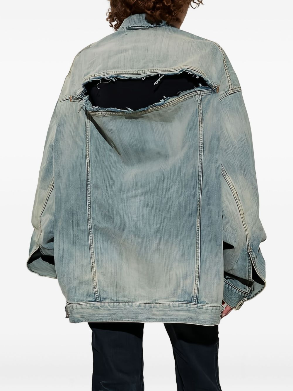 distressed detail denim jacket - 4