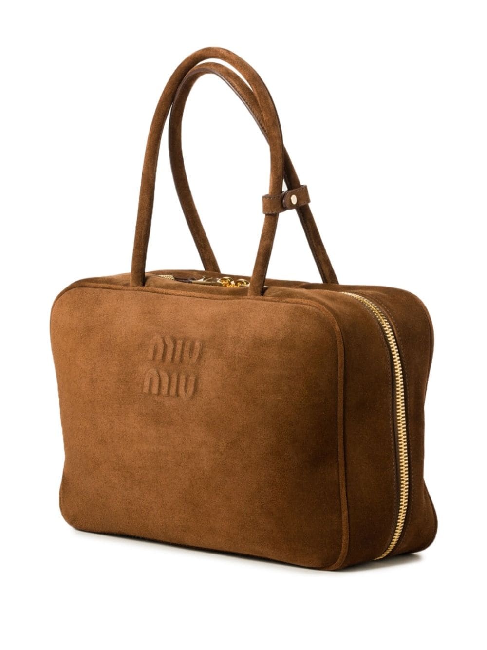 Beau logo-debossed suede bag - 4