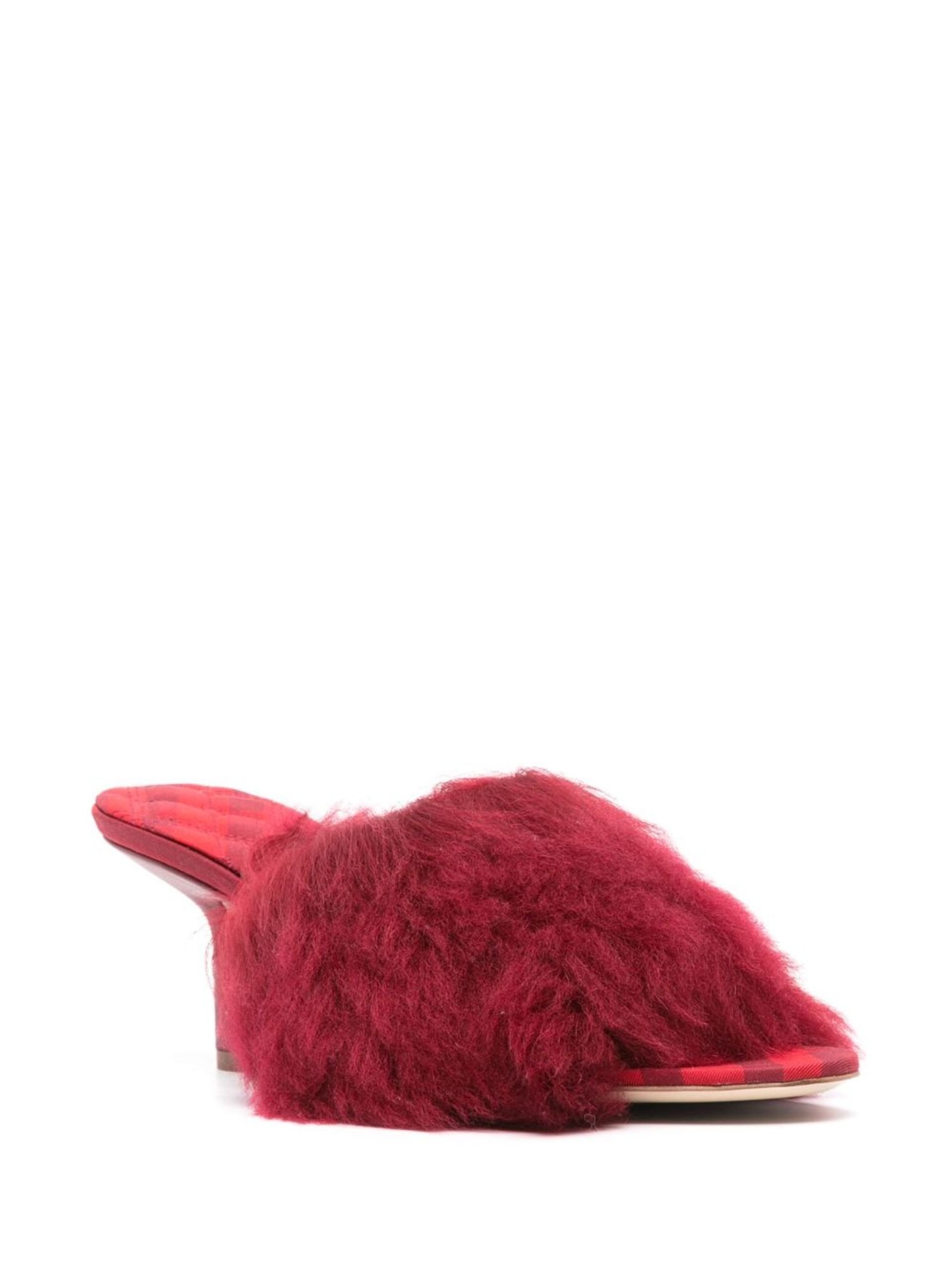Red Jackie 65 Shearling Mules - 2