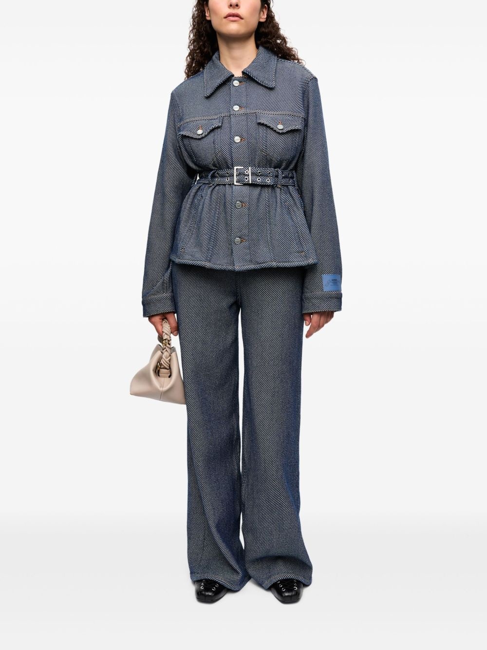 belted denim jacket - 2
