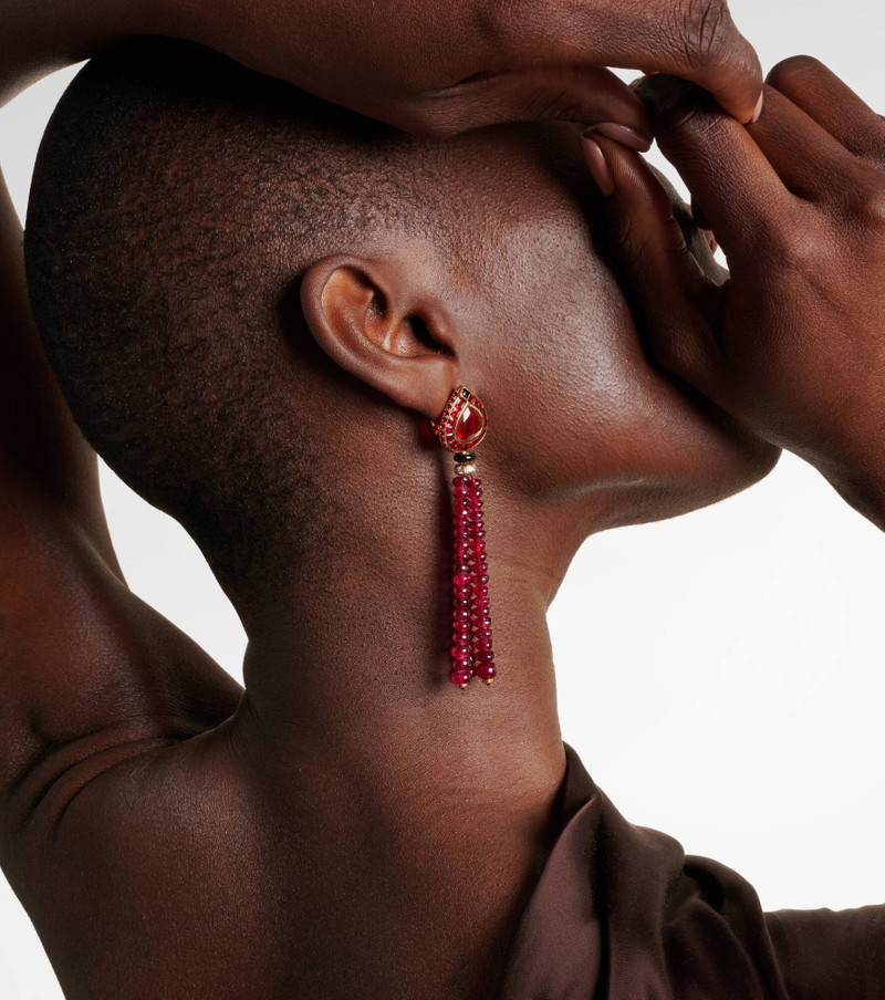 18kt gold earrings with opal, sapphire, onyx, and diamonds 3