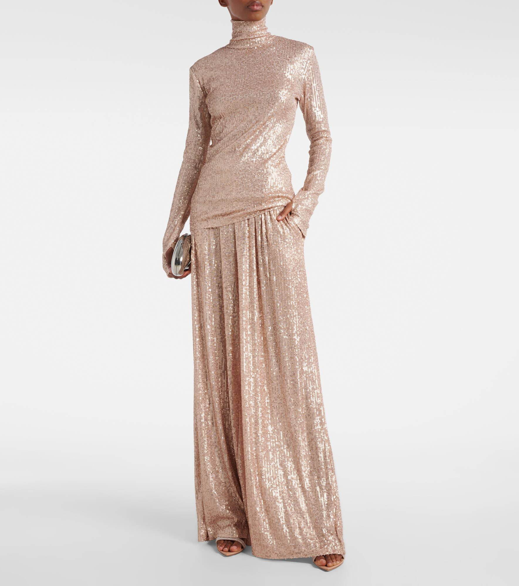 Sequined high-rise wide-leg pants - 2