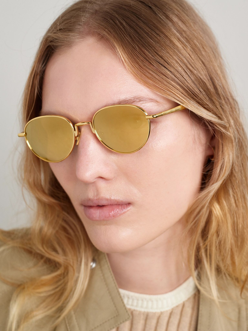 Bottega Veneta Round-frame gold-tone sunglasses Gold outlook