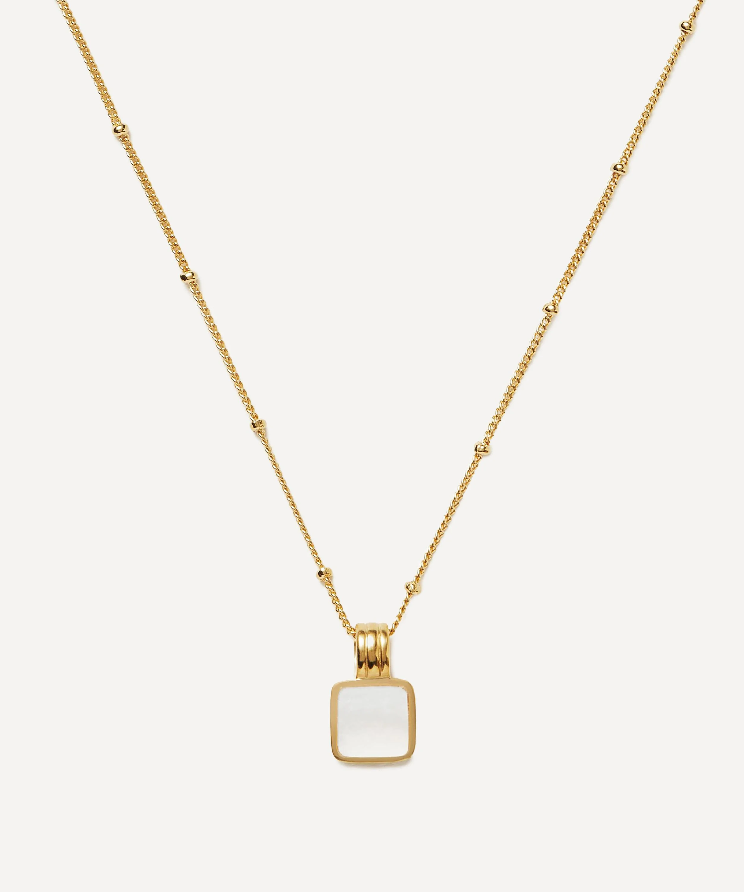 X Lucy Williams 18ct Gold-Plated Vermeil Silver Square Mother of Pearl Pendant Necklace - 1