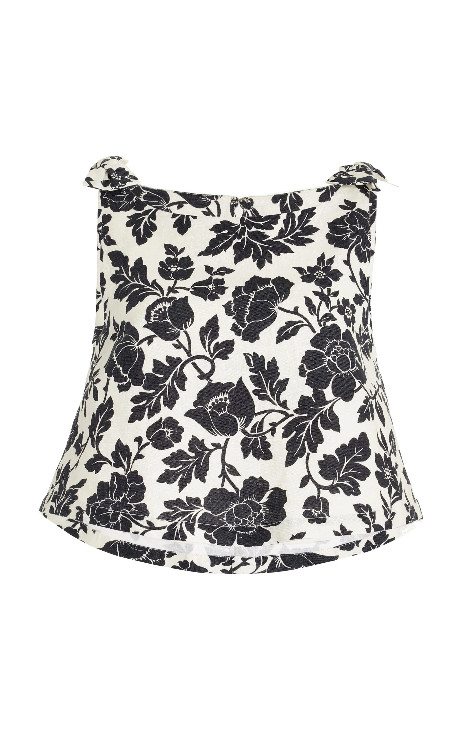 Romeo Bow-Detailed Linen Sleeveless Top black - 1