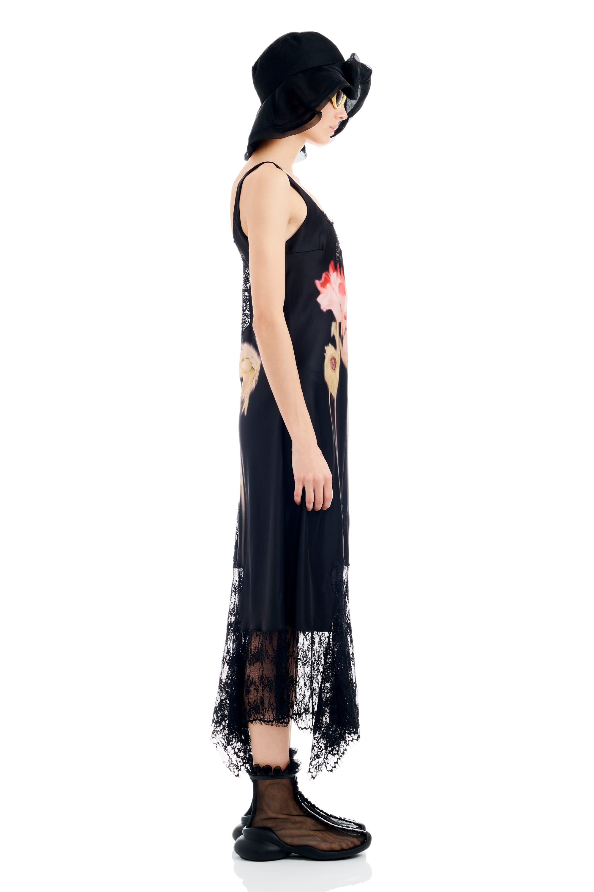 BLACK FLOWER DRIP ANEMONE DRESS - 5