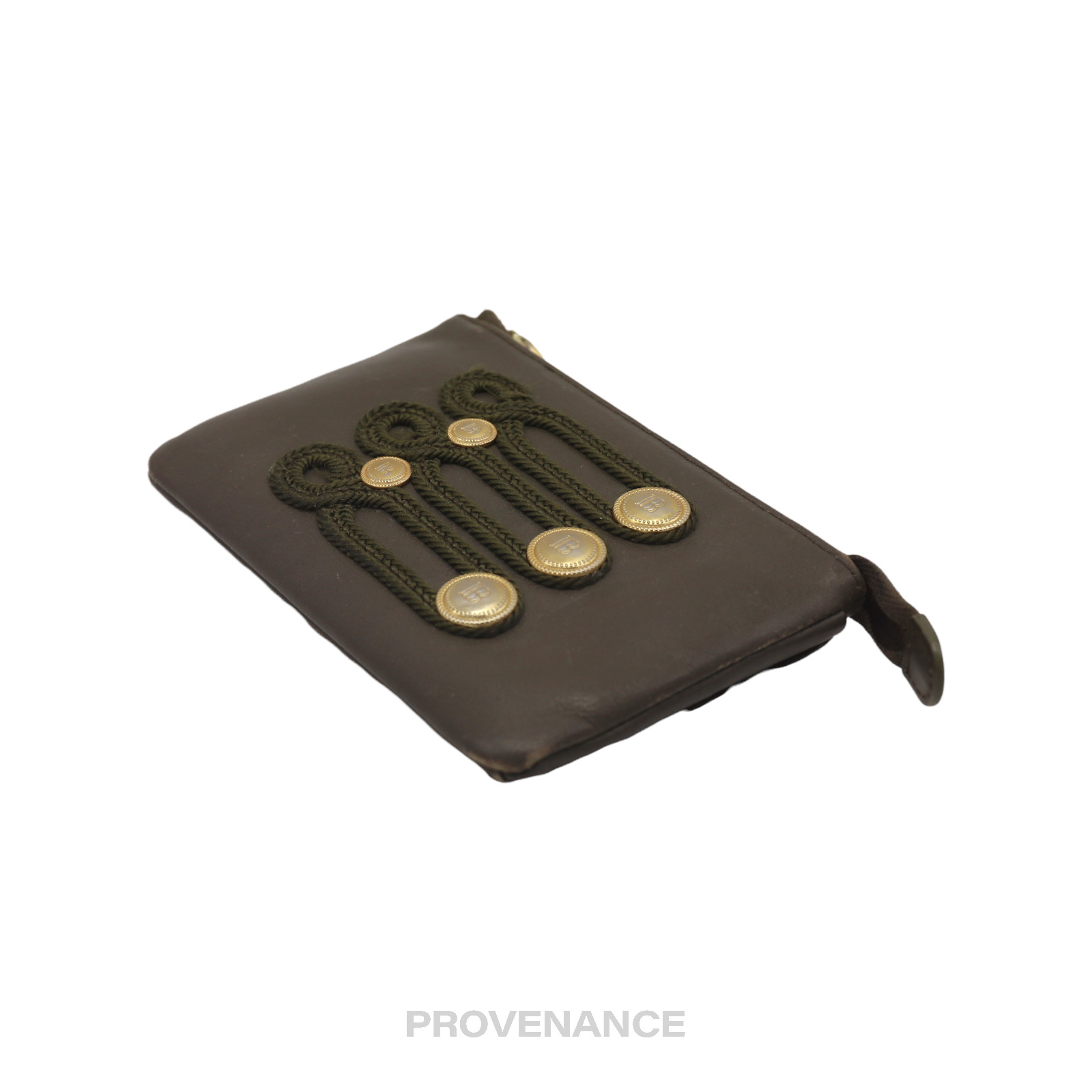 PROVENANCE - Balmain Cles Zip Pouch Wallet - Olive Leather - 4