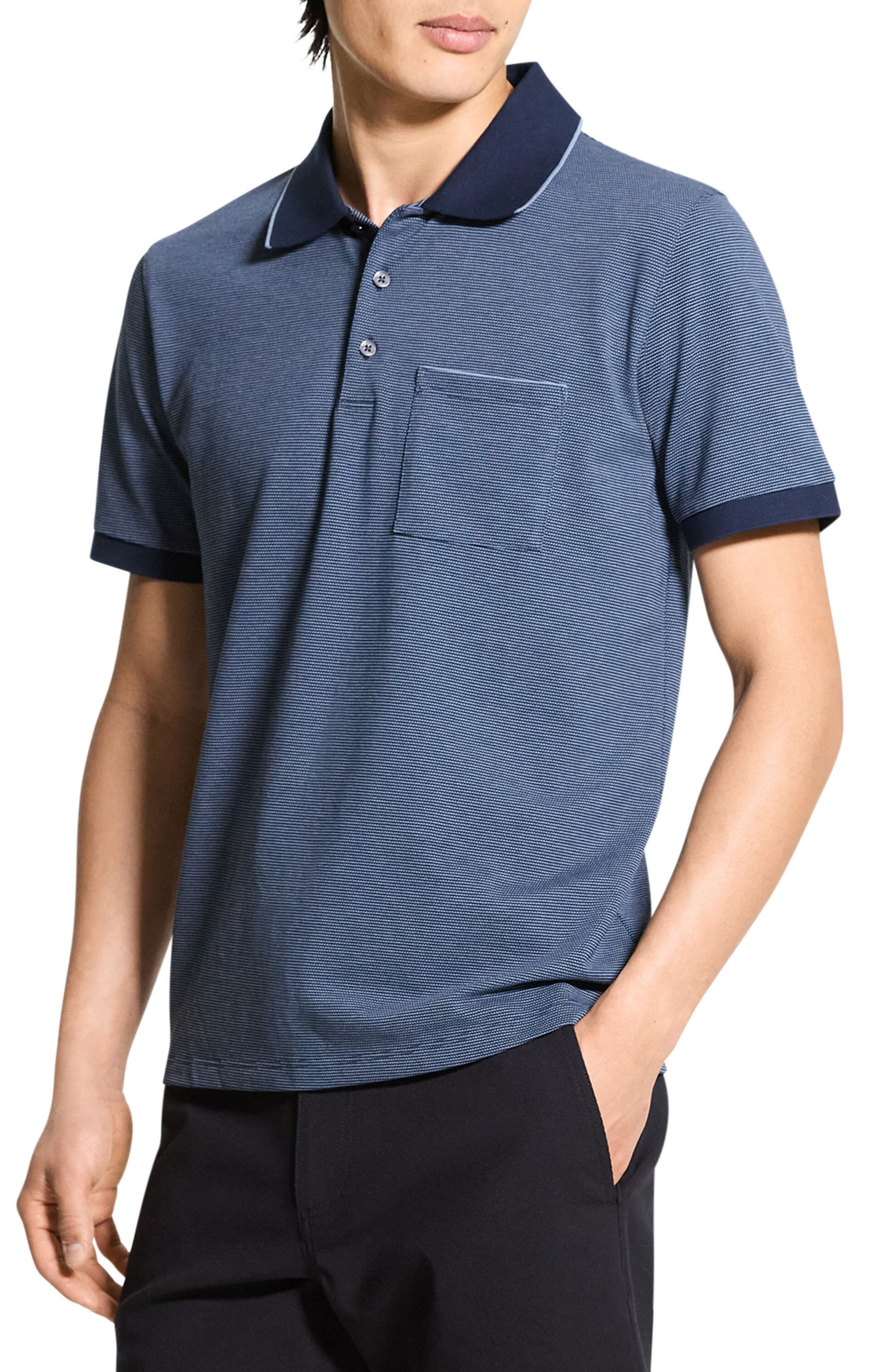 Theory Bird's Eye Polo in Baltic Multi at Nordstrom - 3