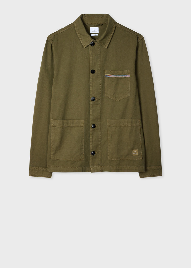 Khaki Cotton-Twill 'Stitch Stripe' Work Jacket 1