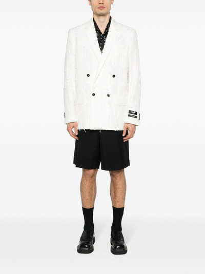 MSGM distressed double-breasted blazer outlook