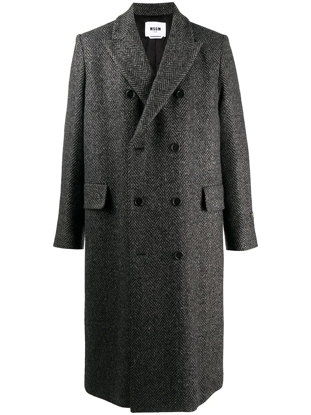 double-breasted mid-length coat - 1