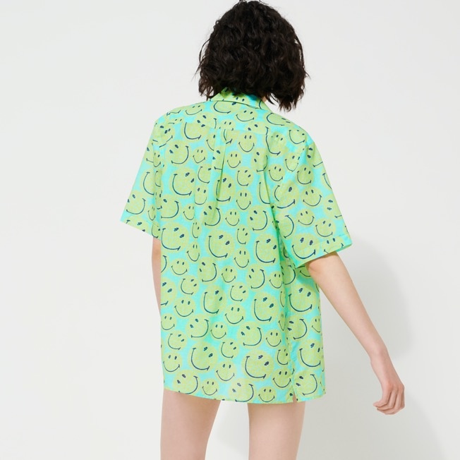 Men Bowling Shirt Linen and Cotton Turtles Smiley - Vilebrequin x Smiley® - 9