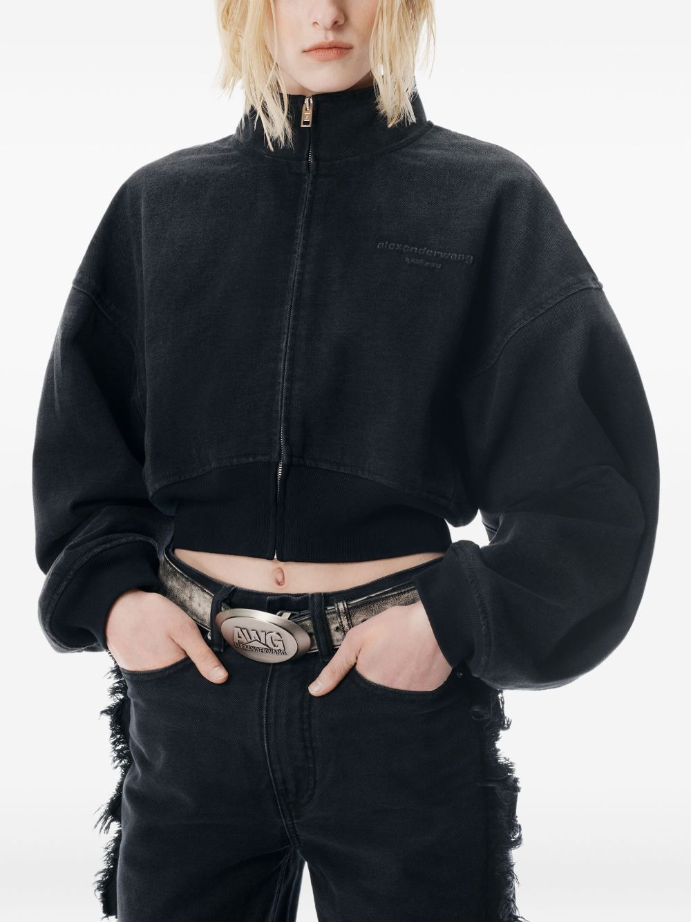 stand-collar zip-up bomber jacket - 4