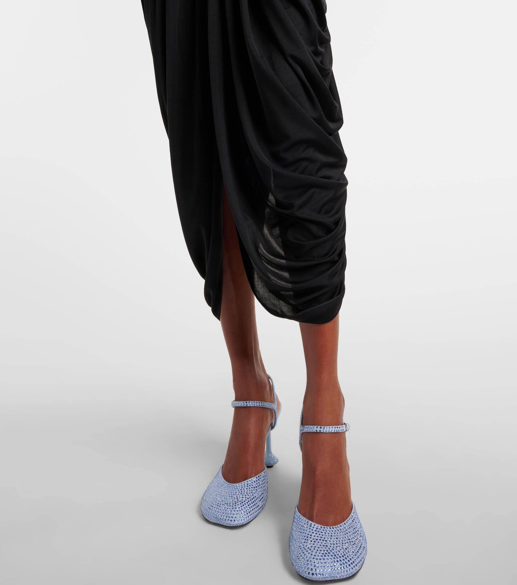 Draped open-back silk midi dress - 5