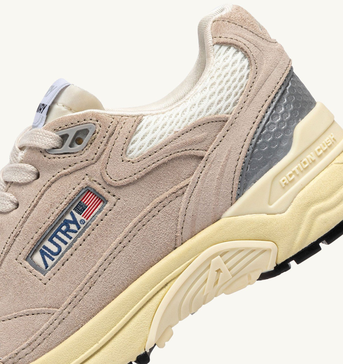 HYPERWAY SNEAKERS IN SAND BROWN AND SILVER-TONE SUEDE AND MESH - 6