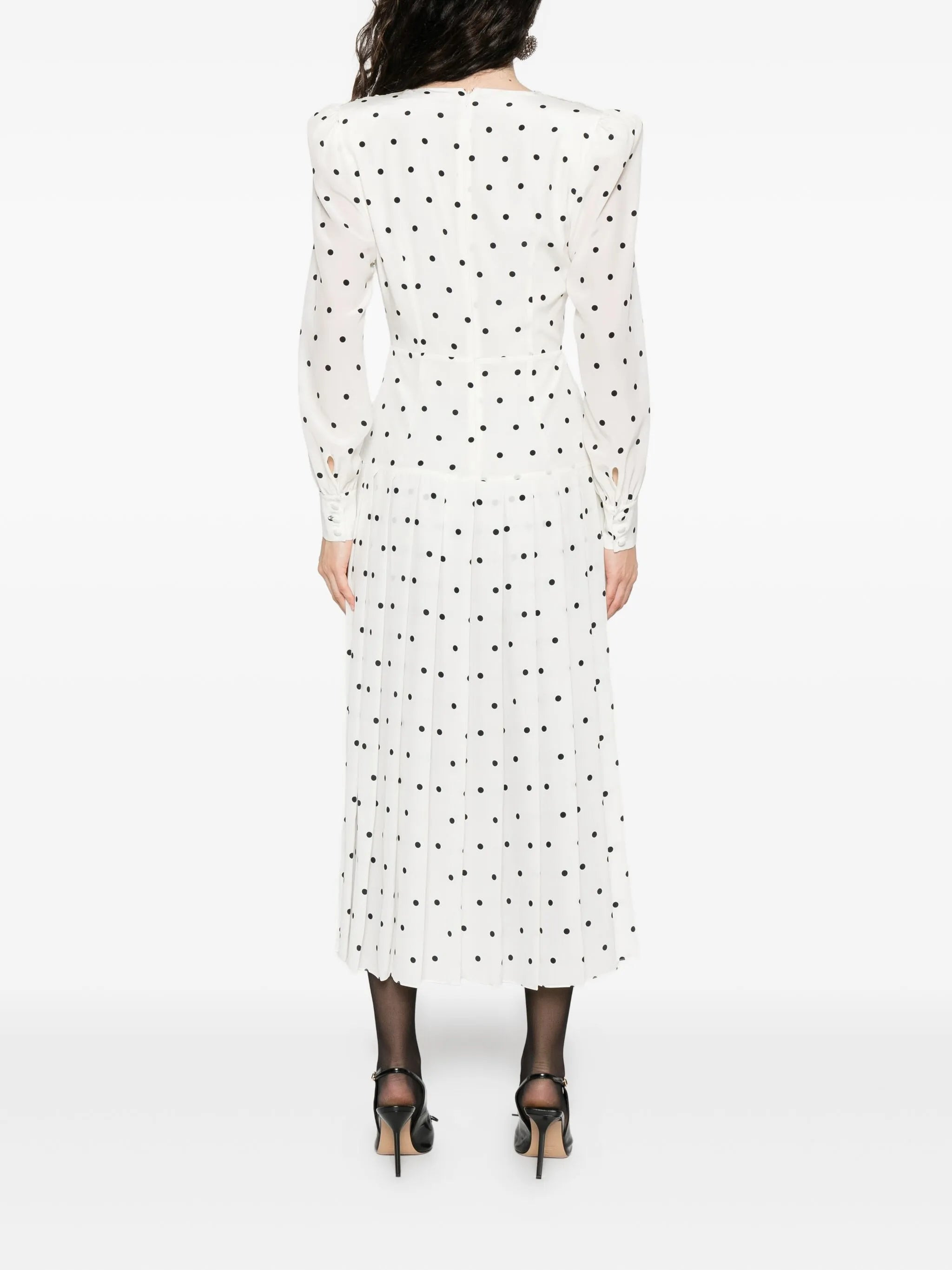 Alessandra Rich Polka-dot Pleated Day Dress - 3