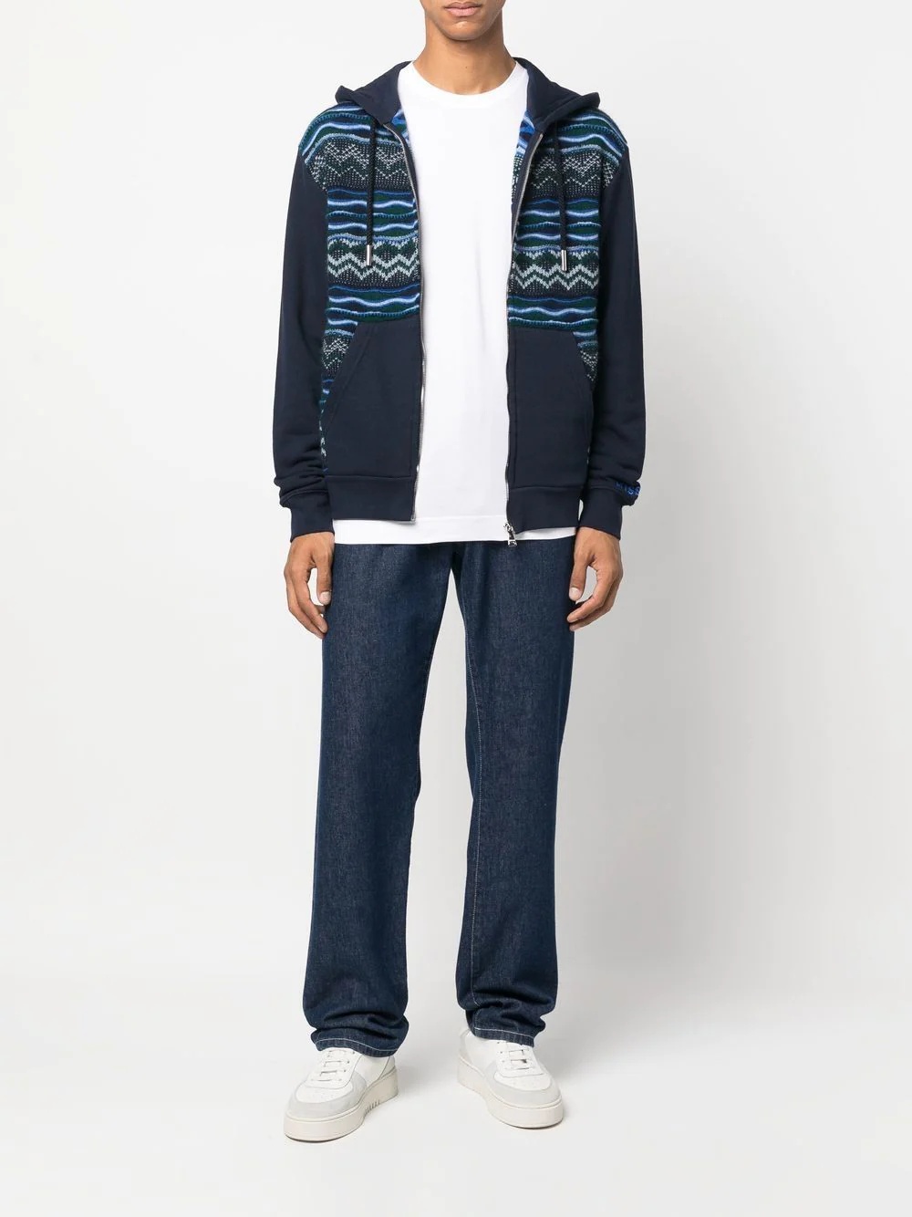 Felpa zigzag-print hooded jumper - 2