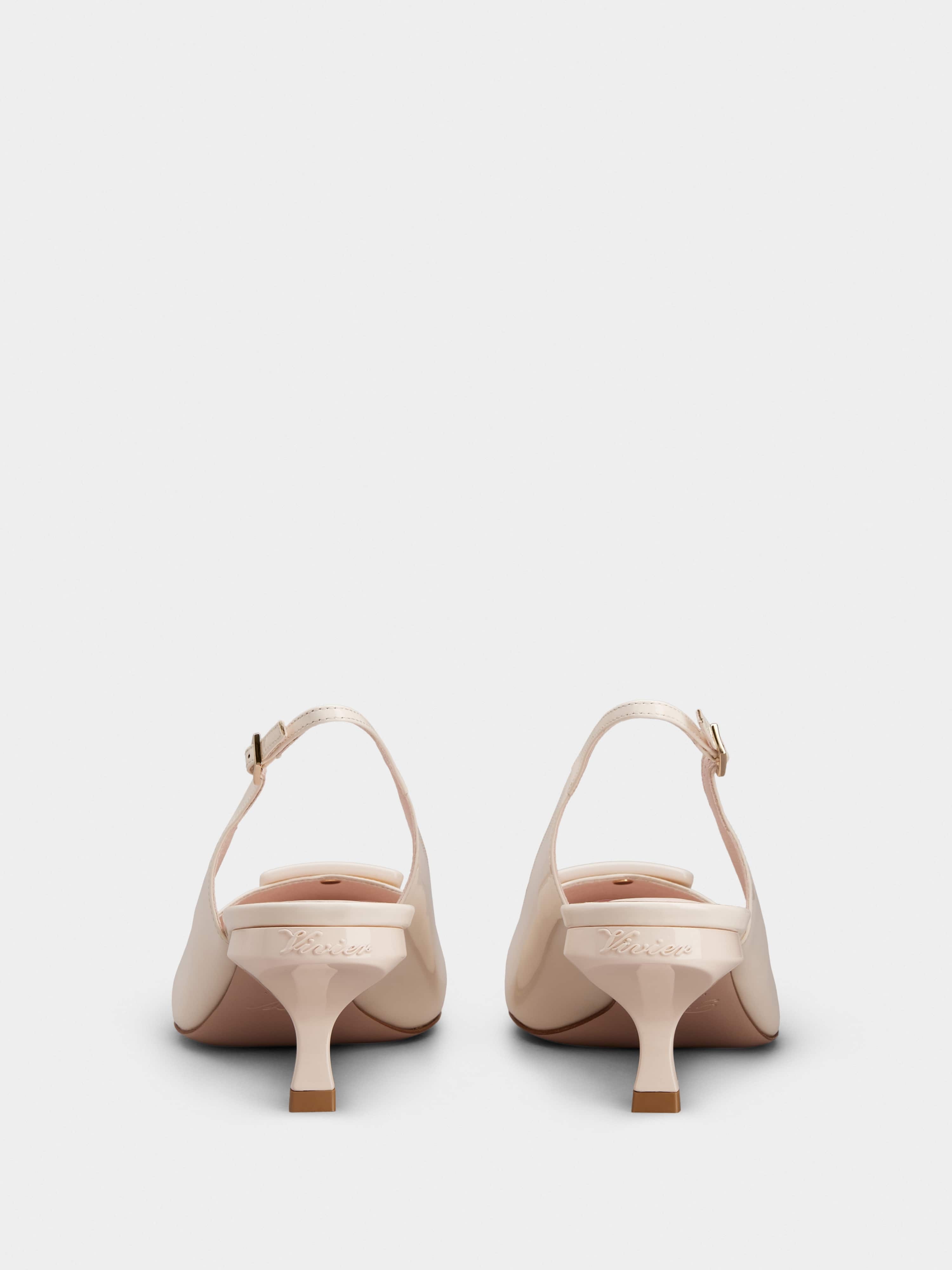 Virgule Lacquered Buckle Slingback Pumps in Patent Leather - 5