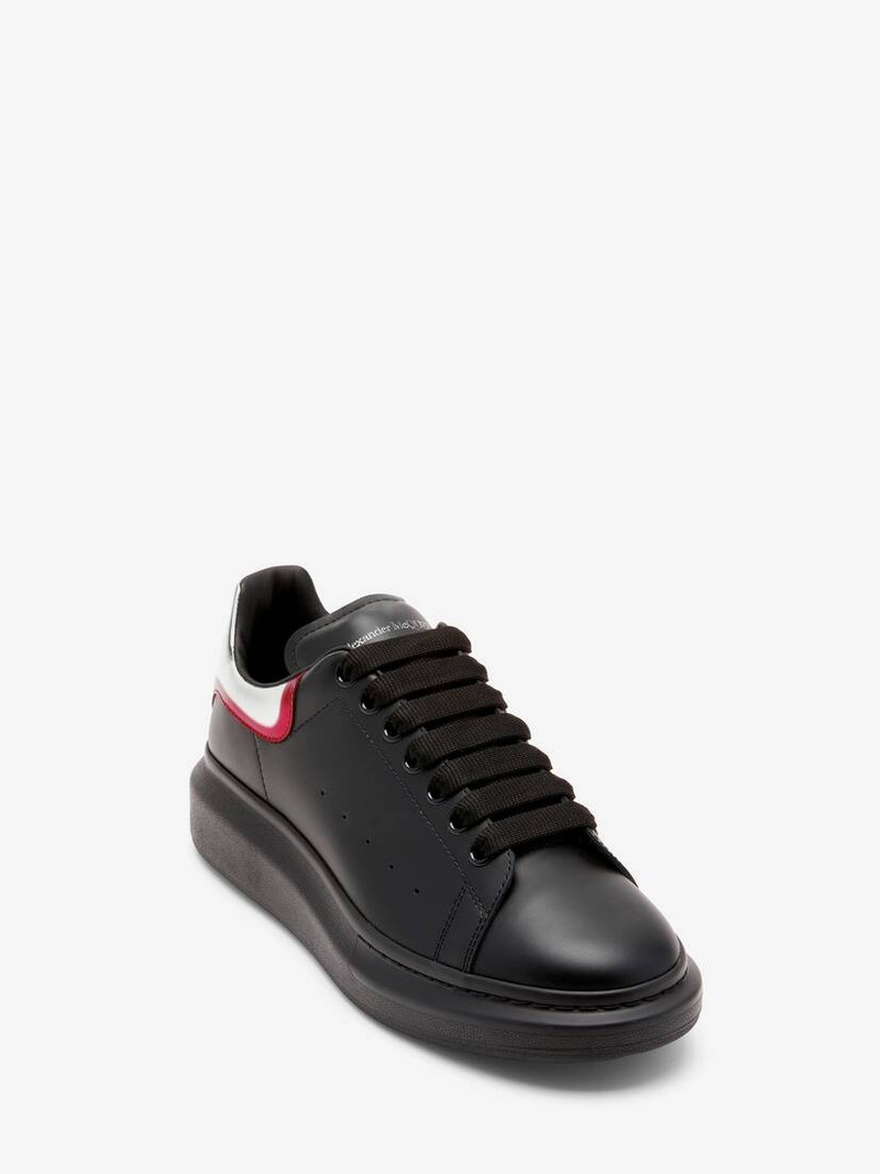 Alexander McQueen Men's Oversized Sneaker in Black/silver/welsh Red outlook