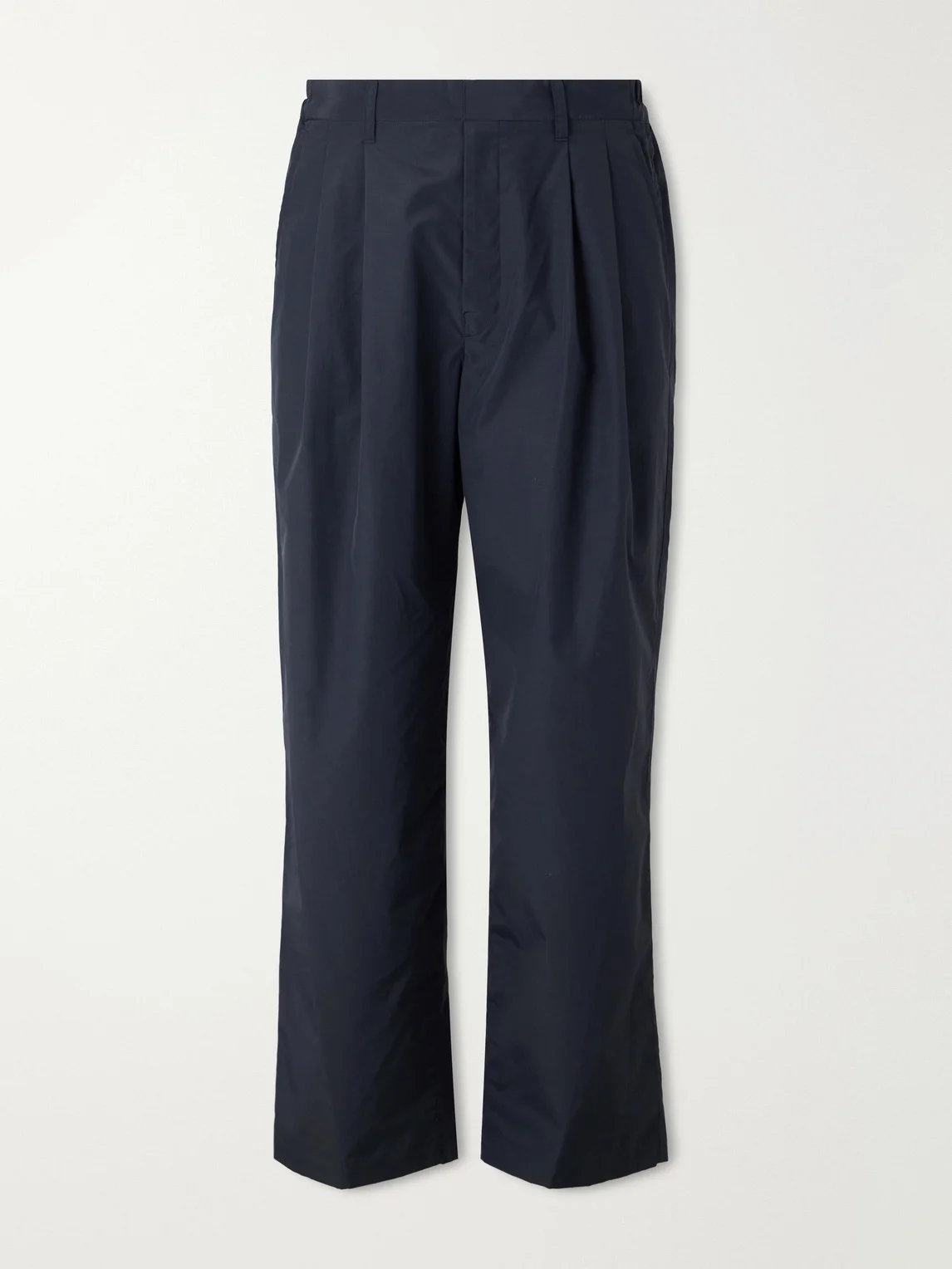 Wide-Leg Cotton-Blend Pleated Satin Trousers - 1