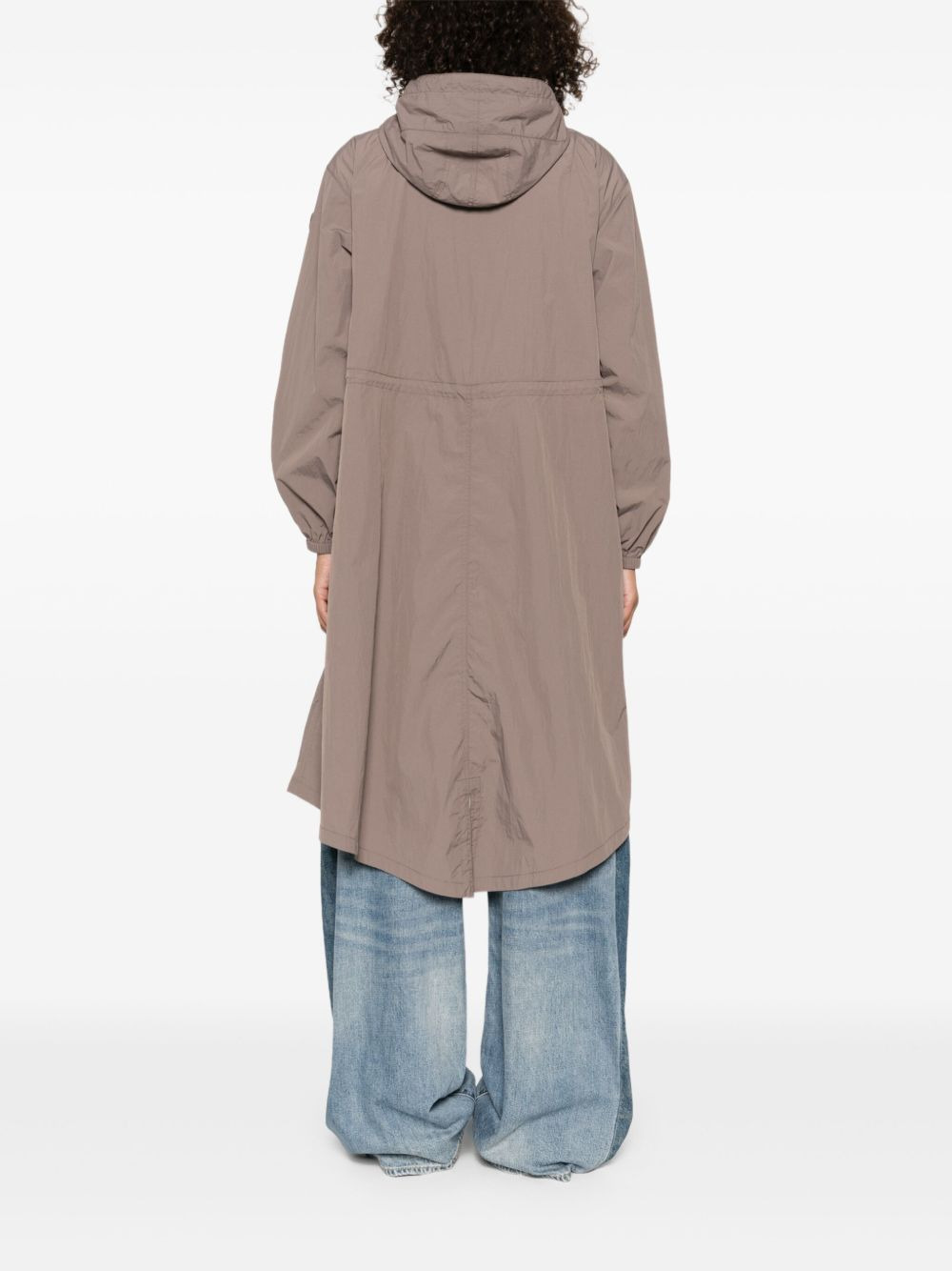 hooded button-fastening coat - 4