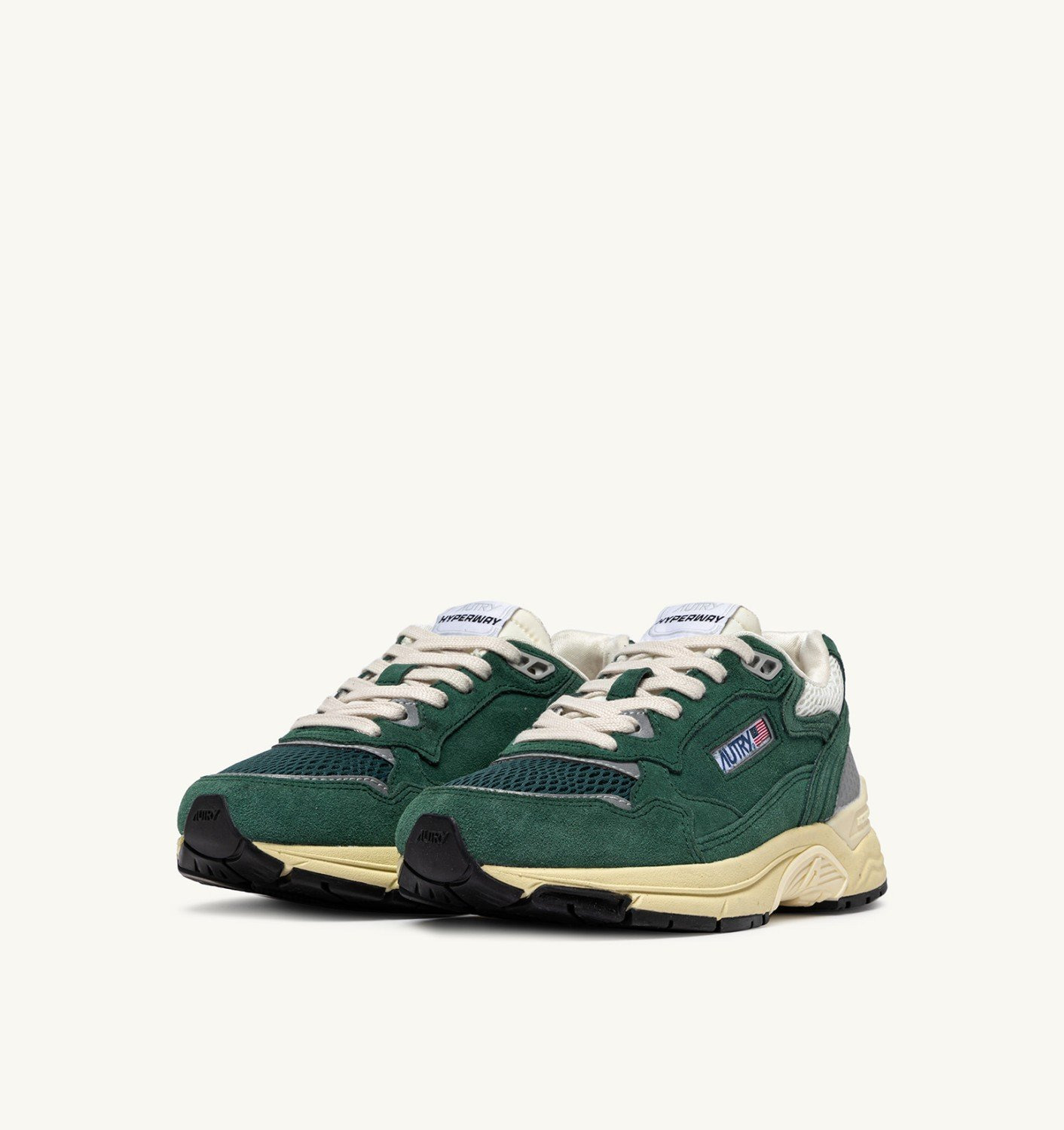 HYPERWAY SNEAKERS IN MALACHITE COLOR AND SILVER-TONE SUEDE AND MESH - 3
