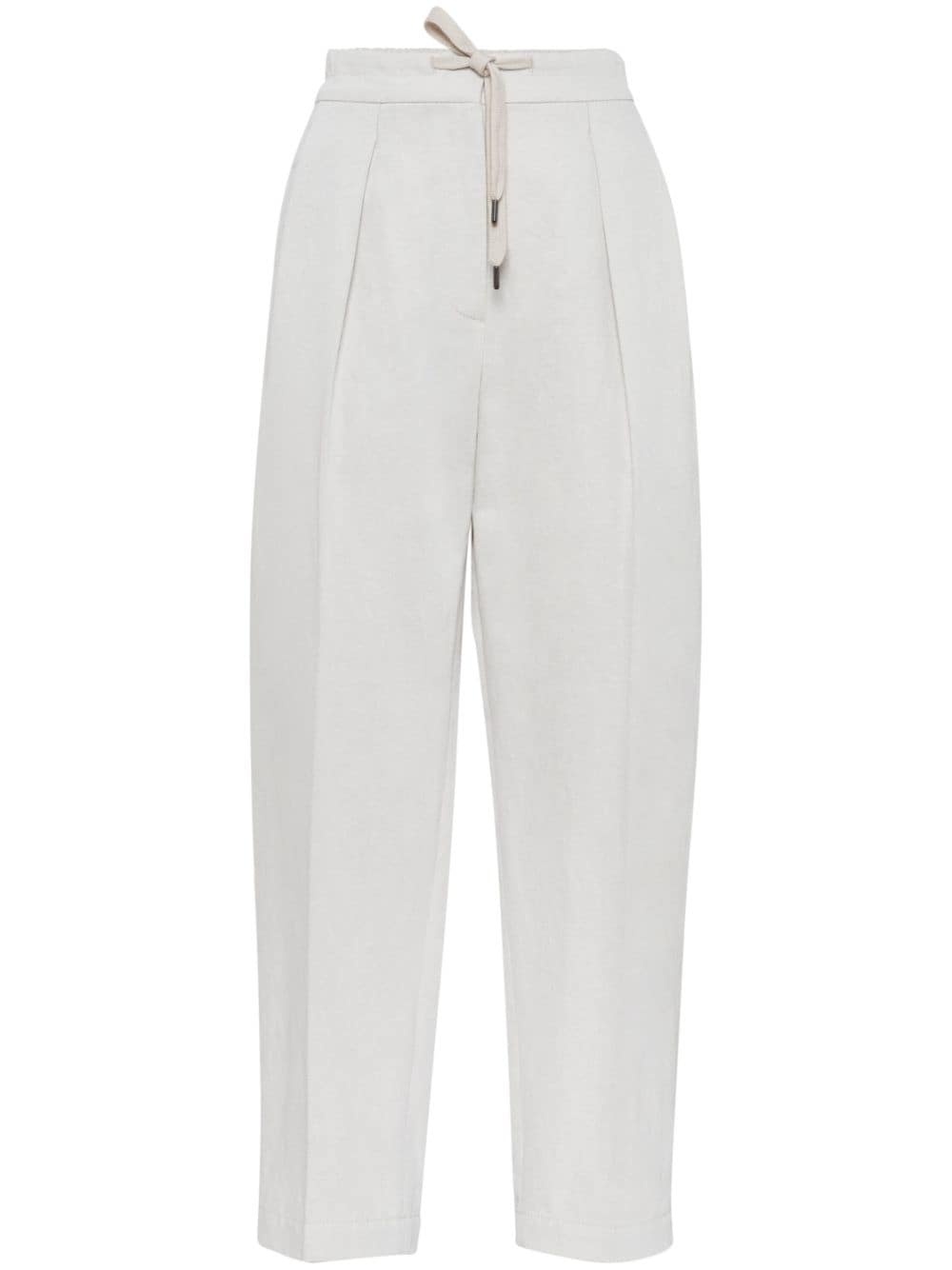 Linen and cotton blend slouchy trousers - 1