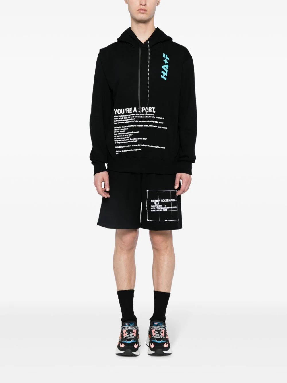 TEXT-PRINT COTTON HOODIE - 2