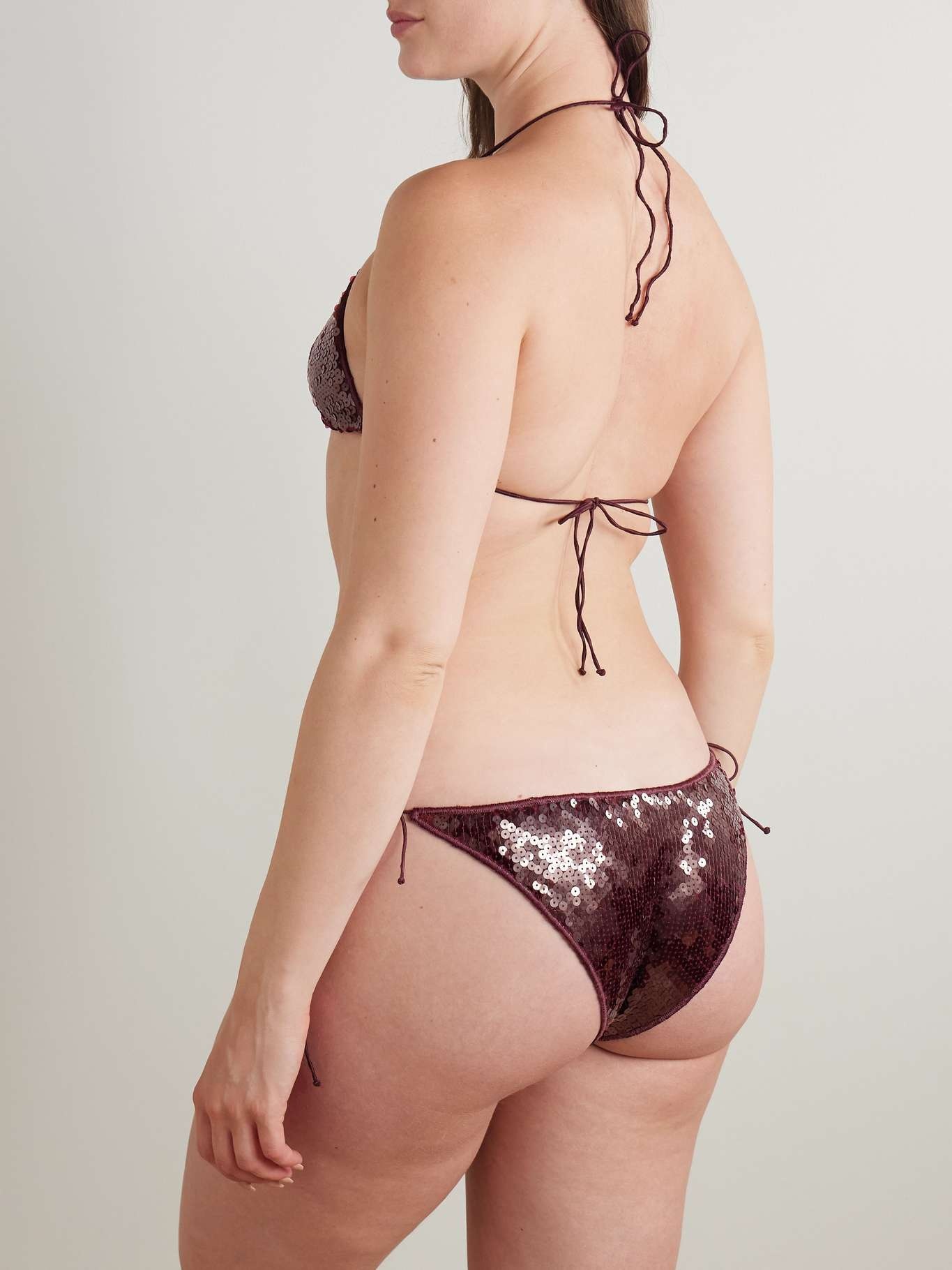 Marilyn Microkini sequined triangle bikini Burgundy - 3