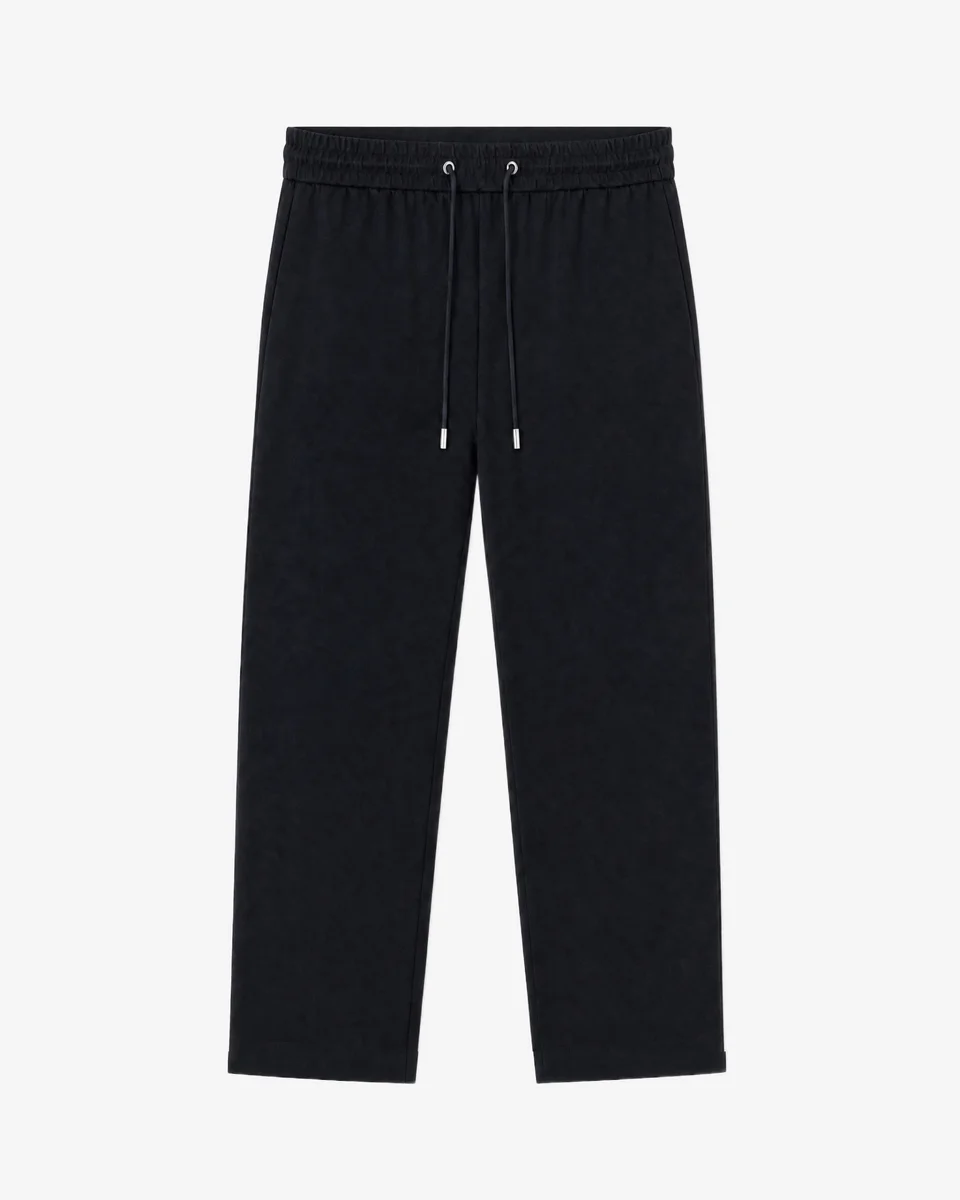 BLACK STRAIGHT-LEG WOOL PANTS - 1