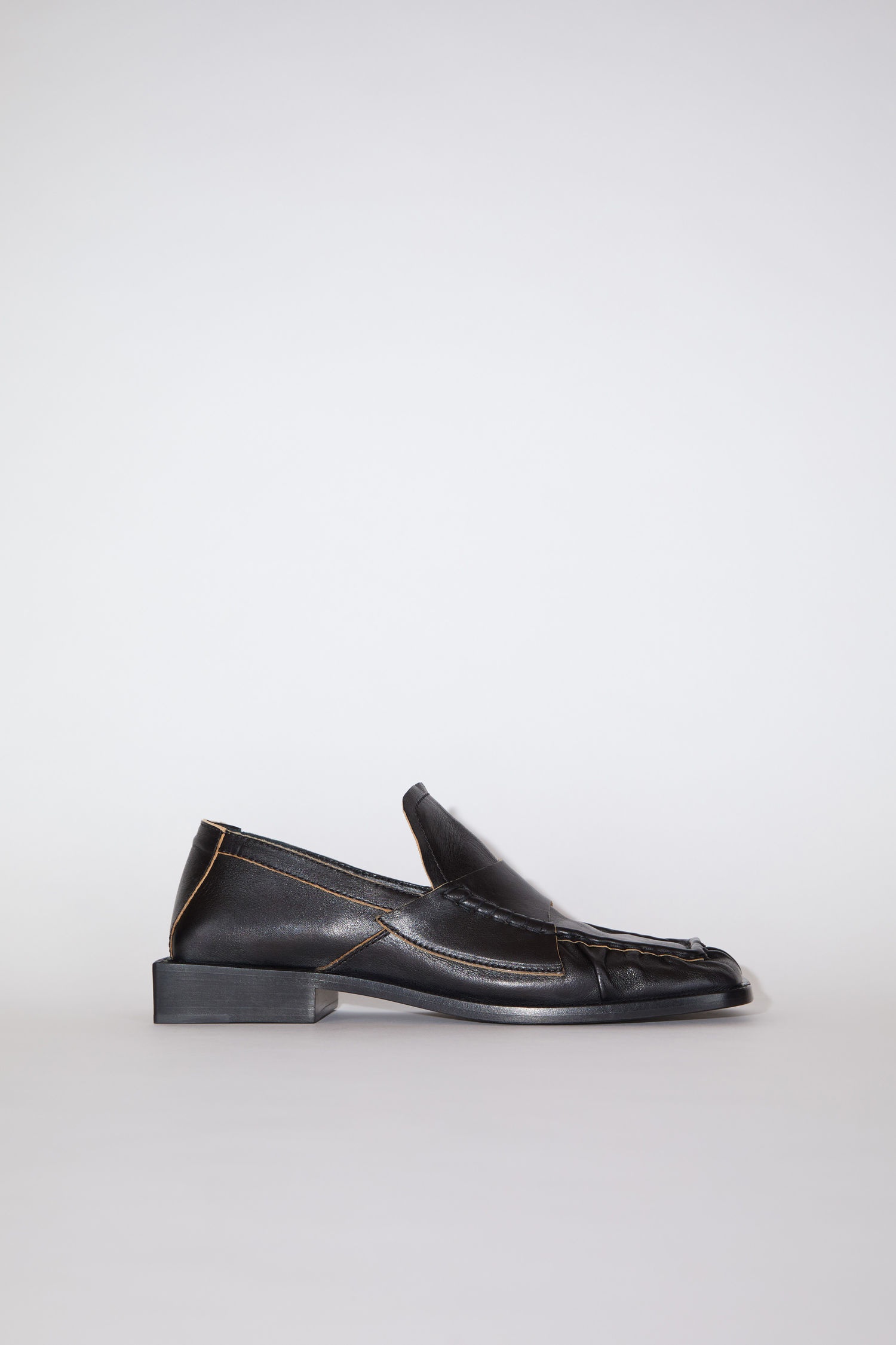 Square Toe Loafers - Black - 1