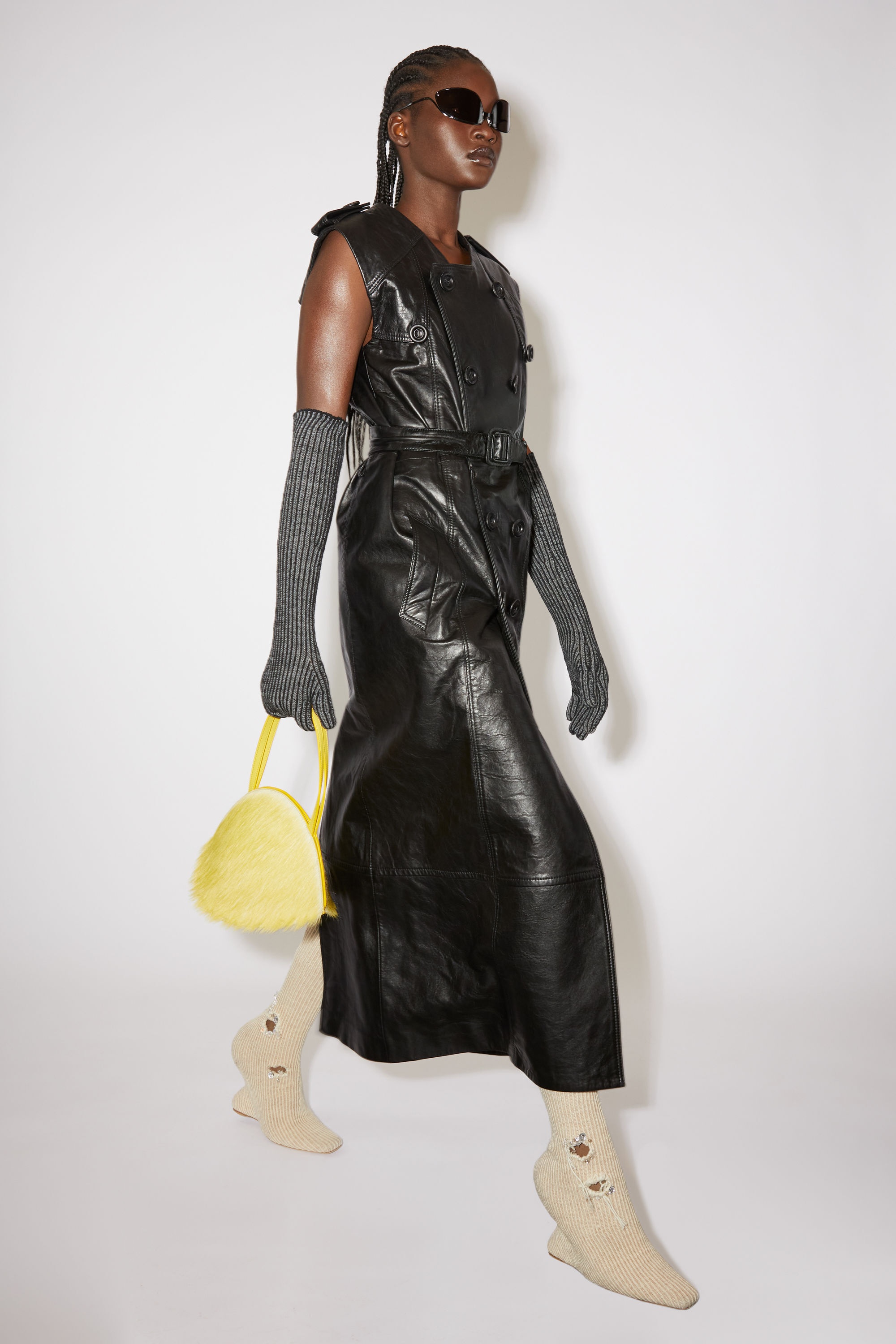 Leather handbag - Yellow - 2
