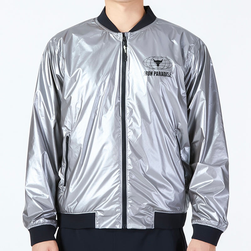 Under Armour Project Rock Disrupt Bomber Jacket 'Metallic Tin Black' 1373579-981 - 3