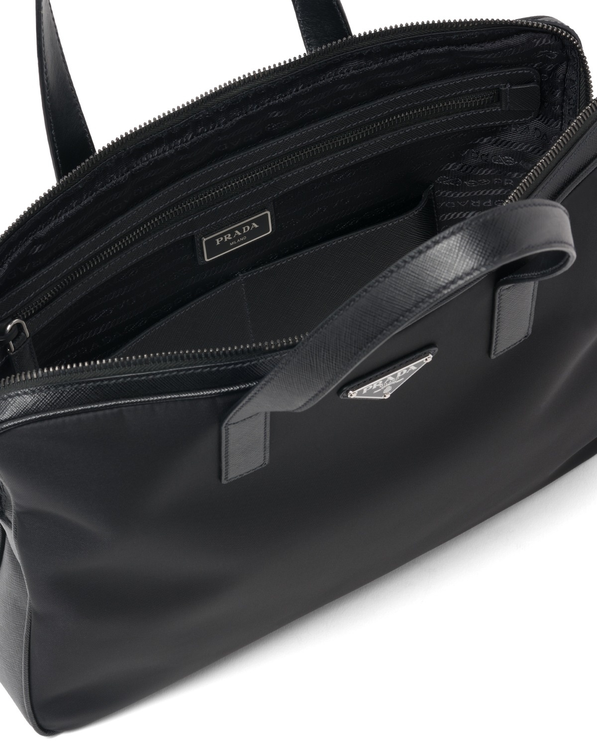 Re-Nylon and Saffiano leather briefcase - 5