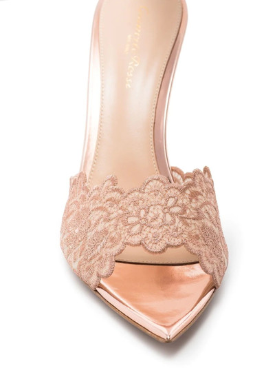 Gianvito Rossi 85mm lace-trim leather mules outlook