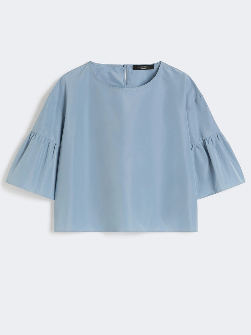 BREAK Cotton taffeta cropped blouse - LIGHT BLUE 1