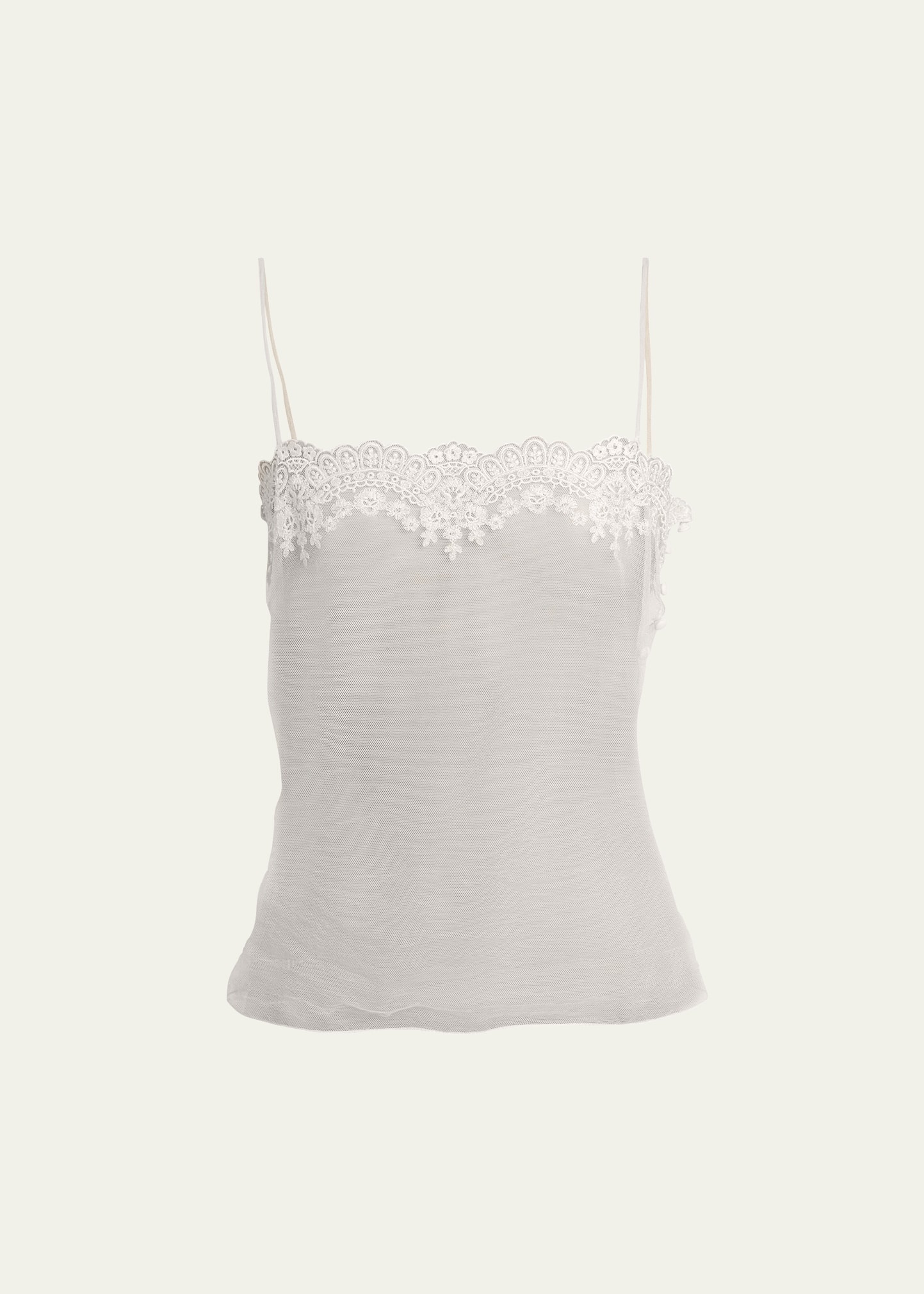 Fitted Lace Embroidered Tank Top - 1