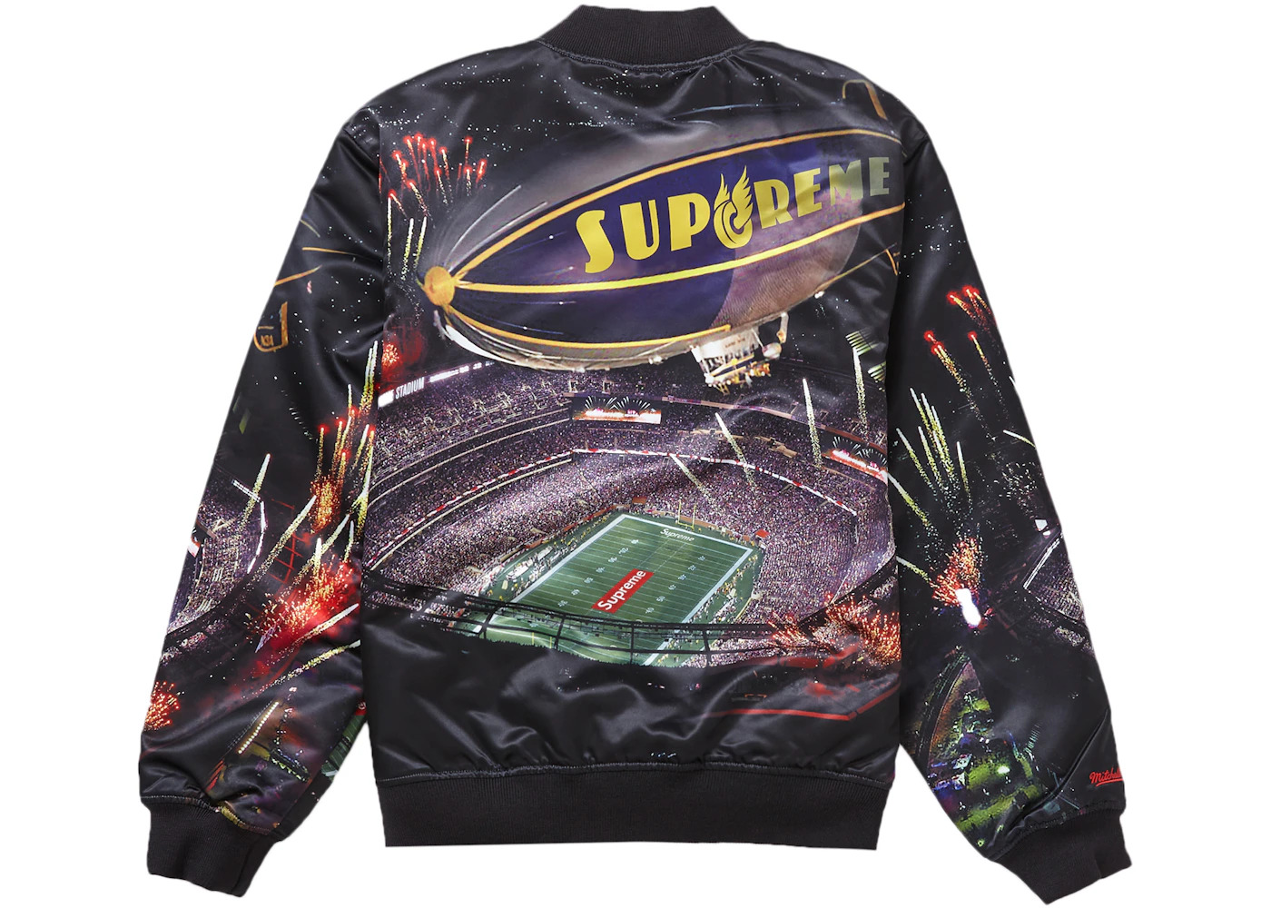 Supreme Mitchell & Ness Stadium Satin Varsity Jacket Black - 3
