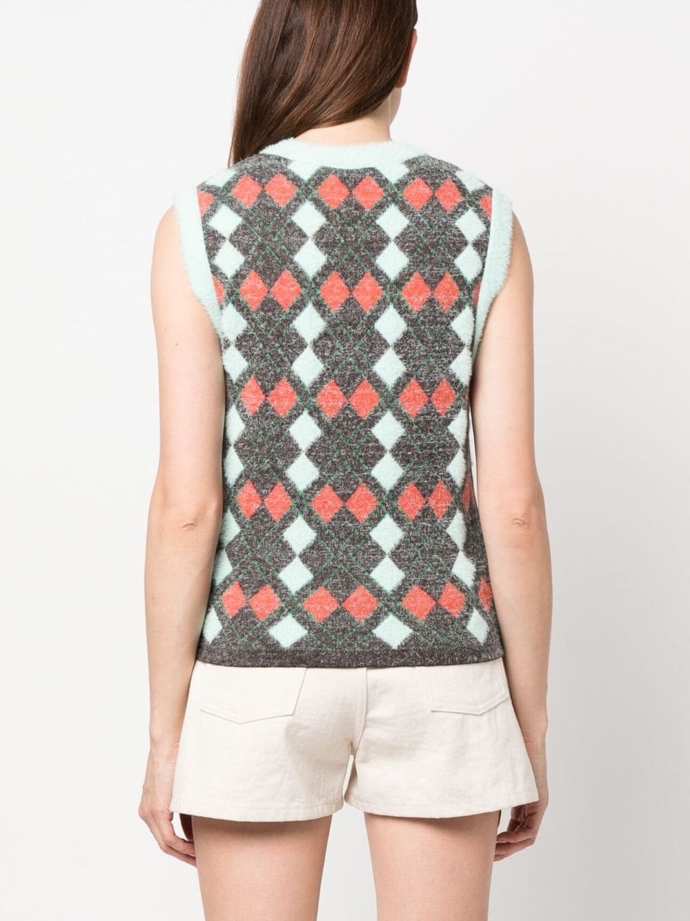 x Wales Bonner argyle knitted vest - 4