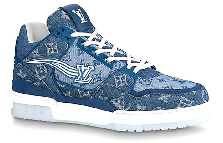 LOUIS VUITTON Trainer Ankle Sneakers 'Denim Monogram' 1A8MF - 2
