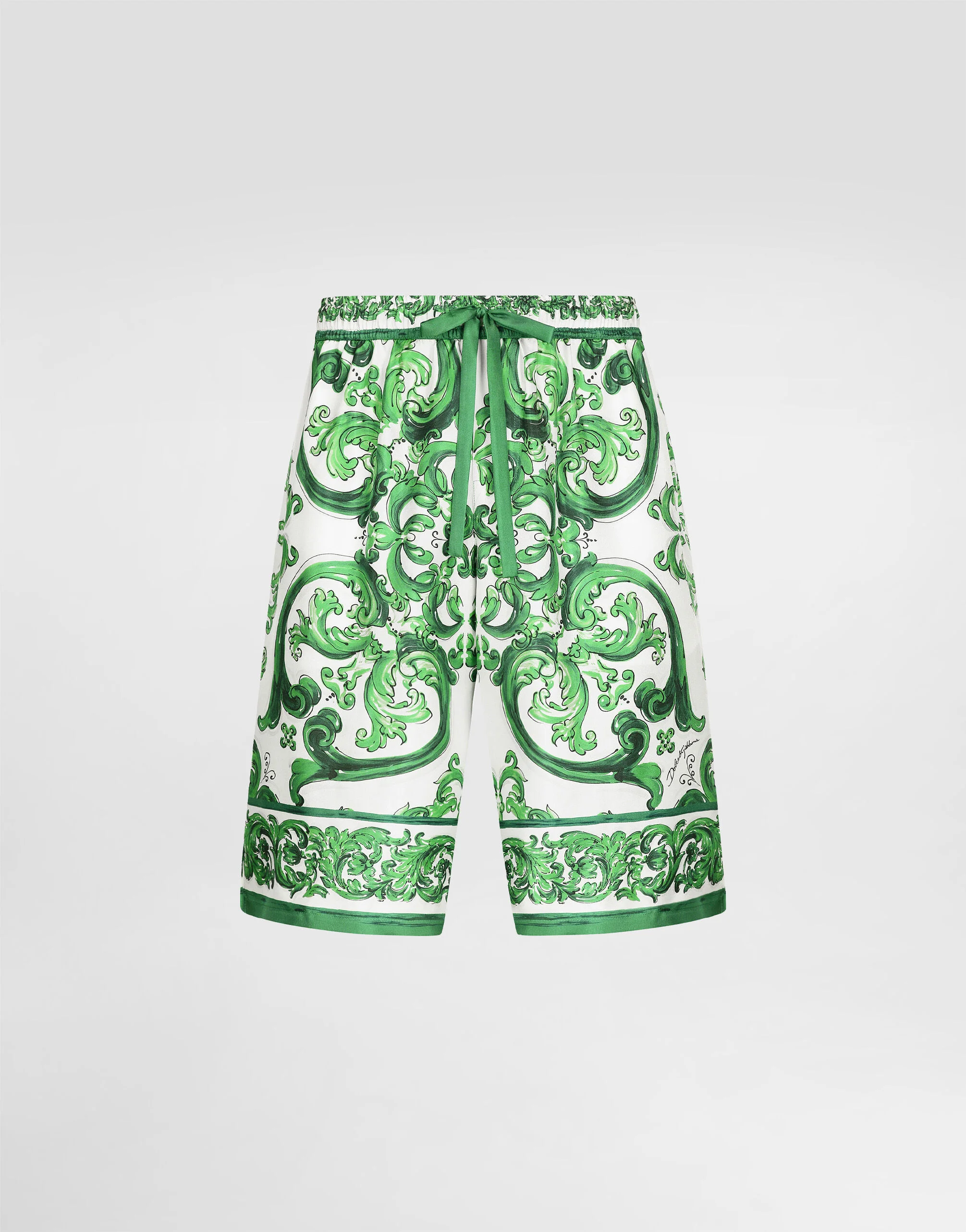 Majolica-print silk jogging shorts - 1